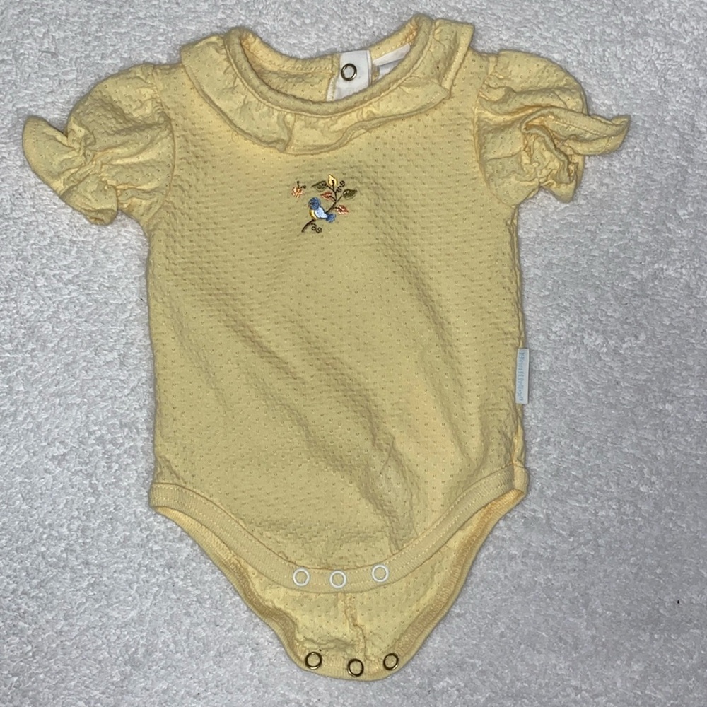Vintage healthtex blue bird puff sleeve ruffle top size 3/6m